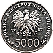 5000 Zlotys Papal Visit; Trial Strike obverse image