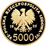 5000 Zlotys Papacy; Gold Bullion obverse image