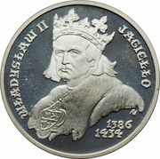 5000 Zlotys Ladislaus II Jagiellon bust, Poland, 1989 reverse image
