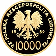 10 000 Zlotys Papacy; Gold Bullion obverse image