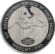 20 000 Zlotys XIV FIFA World Cup - Italy 1990; Trial Strike, Poland, 1989 reverse image