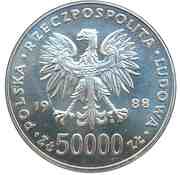 50 000 Zlotys Józef Piłsudski obverse image