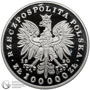 100 000 Zlotys Józef Piłsudski obverse image