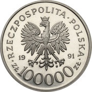 100 000 Zlotys Hubal - Cavalary; Trial Strike obverse image