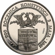 200 000 Zlotys Constitution of May 3;Trial Strike, Poland, 1991 reverse image