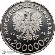 200 000 Zlotys XVI Winter Olympics - Albertville 1992; Trial STrike obverse image