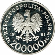 200 000 Zlotys Albertville 1992 obverse image