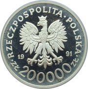 200 000 Zlotys Barcelona Olympics obverse image