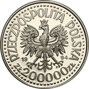 200 000 Zlotys Polish Soldiers WW II Monte Cassino; Trial STrike obverse image