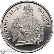 200 000 Zlotys Sigismund I the Old half lenght; Trial Strike, Poland, 1994 reverse image