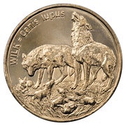 2 Zlotys Wolf (Canis lupus), Poland, 1999 reverse image
