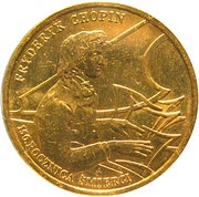 2 Zlotys Fryderyk Chopin, Poland, 1999 reverse image