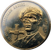 2 Zlotys Gen. Broni Władysław Anders, Poland, 2002 reverse image
