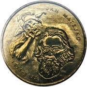 2 Zlotys Jan Matejko, Poland, 2002 reverse image