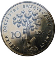 2 Zlotys 20th Anniversary of Great Orchestra of Christmas Charity, Poland, 2012 reverse image