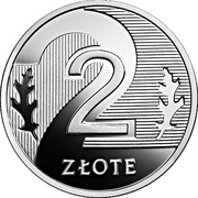 2 Zlotys One Hundred Years of the Zloty, Poland, 2019 reverse image