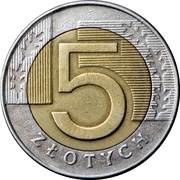 5 Zlotys, Poland, 1994-2023 reverse image