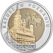 5 Zlotys Poznań Town Hall, Poland, 2015 reverse image