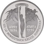 10 Zlotys 100 Years of Olympic Games, Poland, 1995 reverse image