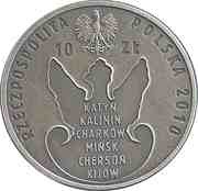 10 Zlotys Massacre of Katyń obverse image