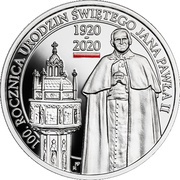 10 Zlotys 100th Anniversary of the Birth of Saint John Paul II, Poland, 2020 reverse image