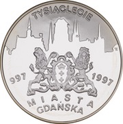 20 Zlotys 1000th anniversary of Gdańsk, Poland, 1996 reverse image