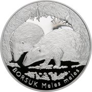 20 Zlotys Borsuk (Meles meles), Poland, 2011 reverse image