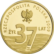 37 Zlotys Jerzy Popiełuszko obverse image