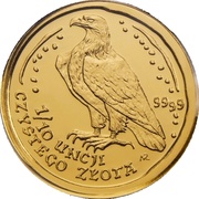50 Zlotys White-tailed Eagle; Gold Bullion, Poland, 1995-2017 reverse image