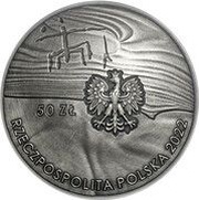 50 Zlotys 100th Anniversary of the Discovery of the Complex of Prehistoric Striped Flint Mines “Krzemionki” obverse image