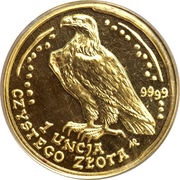 500 Zlotys White-tailed Eagle; Gold Bullion, Poland, 1995-2017 reverse image