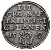 Trojak gdański - Sigismund I the Old Gdańsk mint, Poland, 1535-1546 reverse image