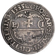 Szóstak elbląski / 6 Groszy - Sigismund I the Old Elbląg mint, Poland, 1535-1536 reverse image