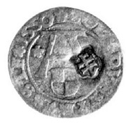 Schilling siege coinage; countermarked obverse image