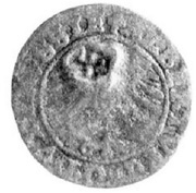Schilling siege coinage; countermarked, Poland, 1577 reverse image