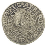 Groschen Siege coinage; countermarked, Poland, 1577 reverse image