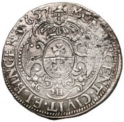 Ort - Karol X Gustaw Swedish Occupation, Poland, 1656-1658 reverse image