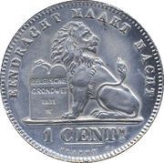 1 Centime - Léopold II Dutch and French text; Pattern reverse image