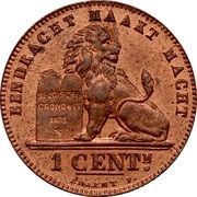 1 Centime - Léopold II Dutch text reverse image