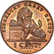 1 Centime - Albert I Dutch text reverse image