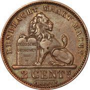 2 Centimes - Léopold II Dutch text reverse image