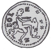 Denier Bracteate - Bolesław Mieszkowic or Leszek of Masovia Kruszwica or Inowrocław or Płock mint obverse image