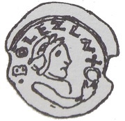 Denier Bracteate - Bolesław Mieszkowic or Leszek of Masovia Kruszwica or Inowrocław or Płock mint obverse image