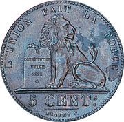 5 Centimes - Léopold I, Belgium, 1811-1860 reverse image