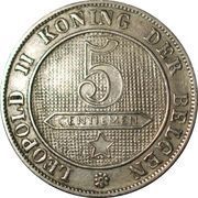 5 Centimes - Léopold II Dutch text reverse image