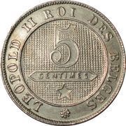 5 Centimes - Léopold II French text, Belgium, 1894-1901 reverse image