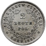 2 Zlotys Polskie, Poland, 1831 reverse image