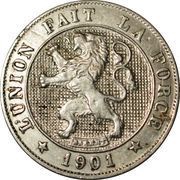 5 Centimes - Léopold II French text - Large lion obverse image