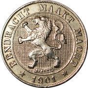 5 Centimes - Léopold II Dutch text - Large lion obverse image