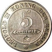 5 Centimes - Léopold II Dutch text - Large lion reverse image